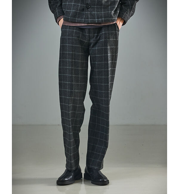 ABAHOUSE「【セットアップ対応】ウールライク チェック ボリュームタック ワイドスラックス」|その他|