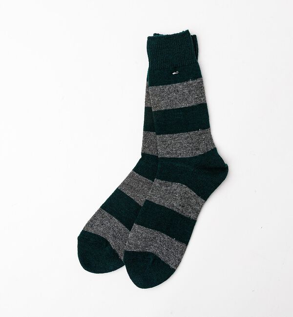 ABAHOUSE「【ANONYMOUSISM/アノニマスイズム】Wool Cashmere Str」|ソックス|モスグリーン