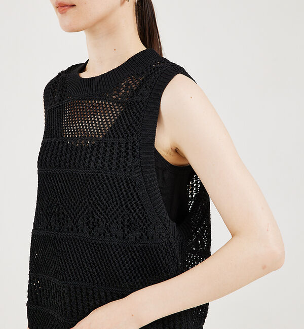 qualite「かぎ針風ノースリーブニット」|ニット・セーター|