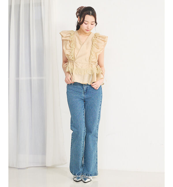 SELFIST「パフショルダーノースリーブフリルブラウス」|シャツ・ブラウス|