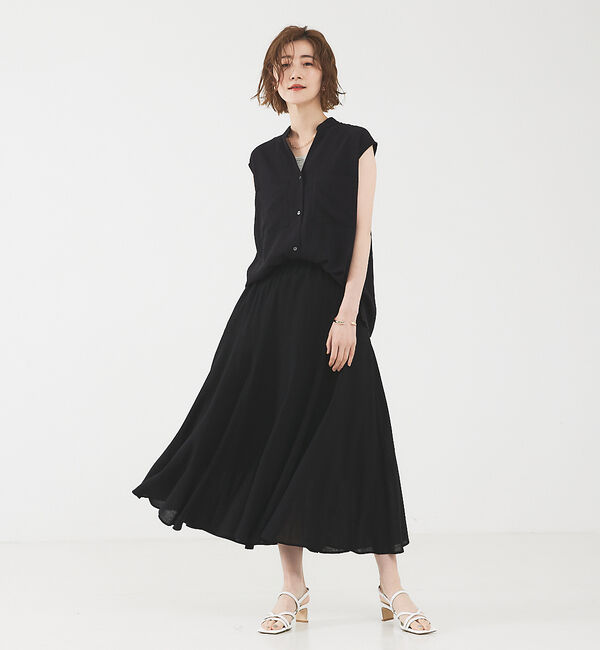 abahouse mavie「レーヨンリネンノースリーブシャツ」|シャツ・ブラウス|