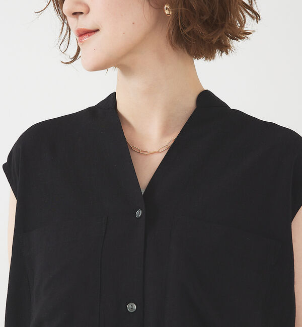 abahouse mavie「レーヨンリネンノースリーブシャツ」|シャツ・ブラウス|
