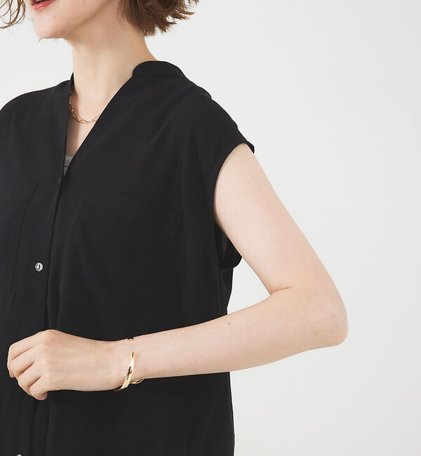 abahouse mavie「レーヨンリネンノースリーブシャツ」|シャツ・ブラウス|