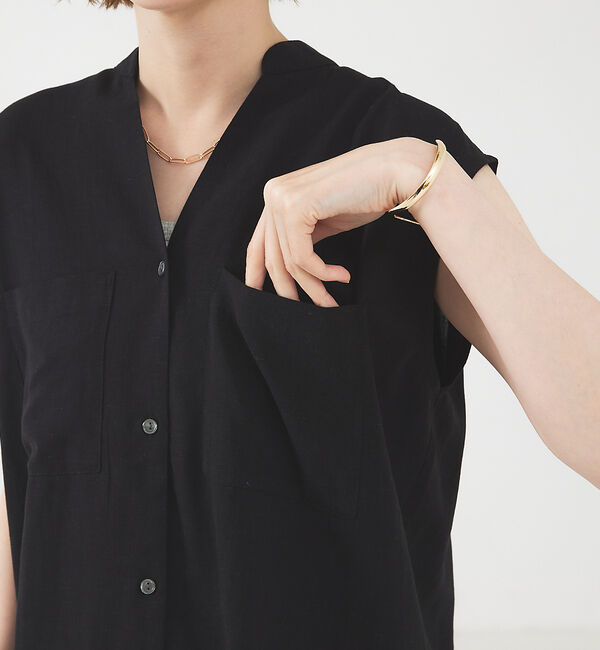 abahouse mavie「レーヨンリネンノースリーブシャツ」|シャツ・ブラウス|