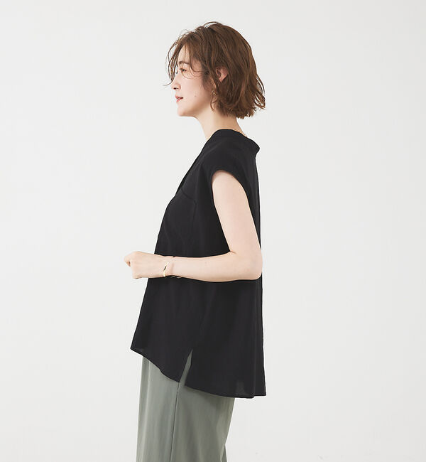 abahouse mavie「レーヨンリネンノースリーブシャツ」|シャツ・ブラウス|