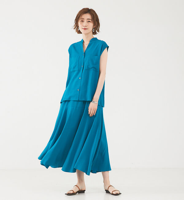 abahouse mavie「レーヨンリネンノースリーブシャツ」|シャツ・ブラウス|