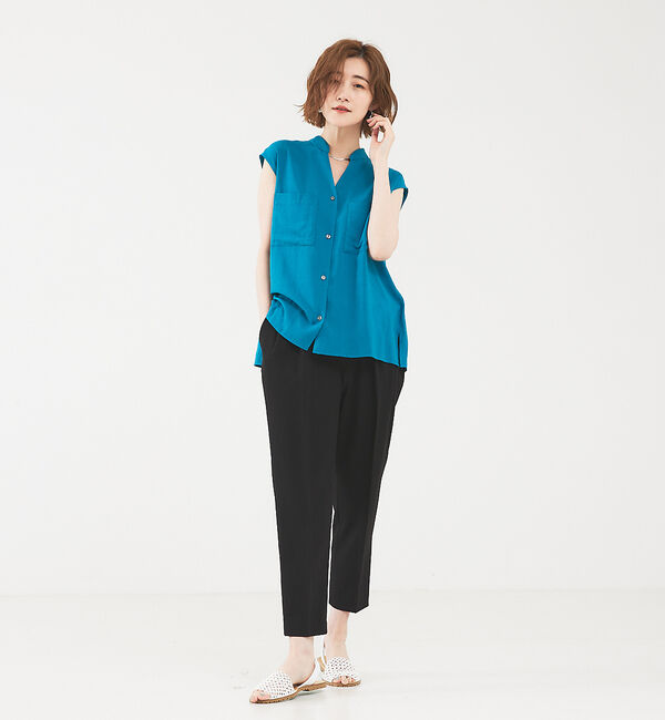 abahouse mavie「レーヨンリネンノースリーブシャツ」|シャツ・ブラウス|