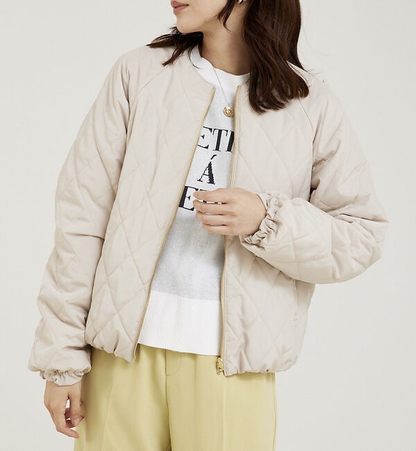 abahouse mavie「キルトリバーシブルブルゾン」|ブルゾン・スタジャン|アイボリー