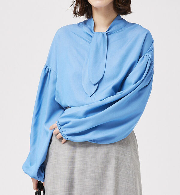 abahouse mavie「ボウタイデニムシャツ」|シャツ・ブラウス|サックスブルー