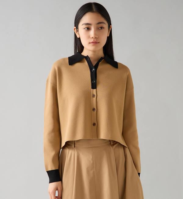 TIARA「バイカラーポロニットカーディガン」|ニット・セーター|