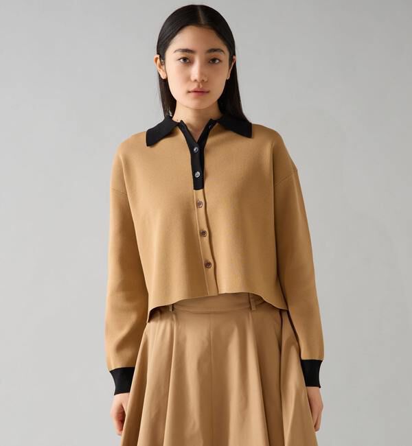 TIARA「バイカラーポロニットカーディガン」|ニット・セーター|