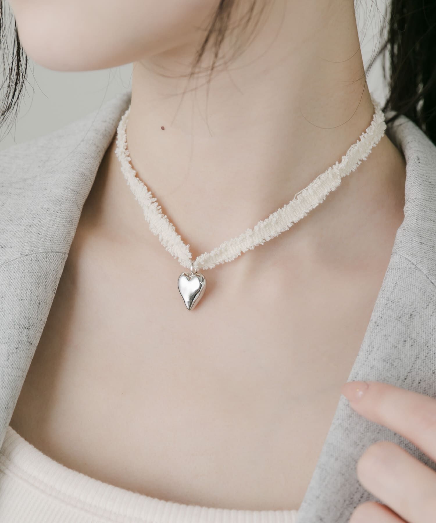 SMELLY「ハートトップフリンジネックレス」|ネックレス|シルバー系その他