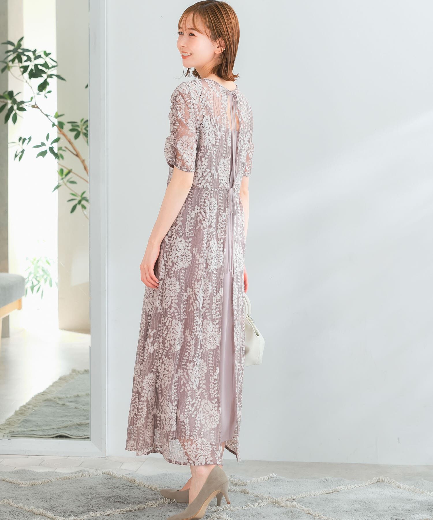 URBAN RESEARCH ROSSO「kaene　配色レースエプロンドレス」|ワンピース|