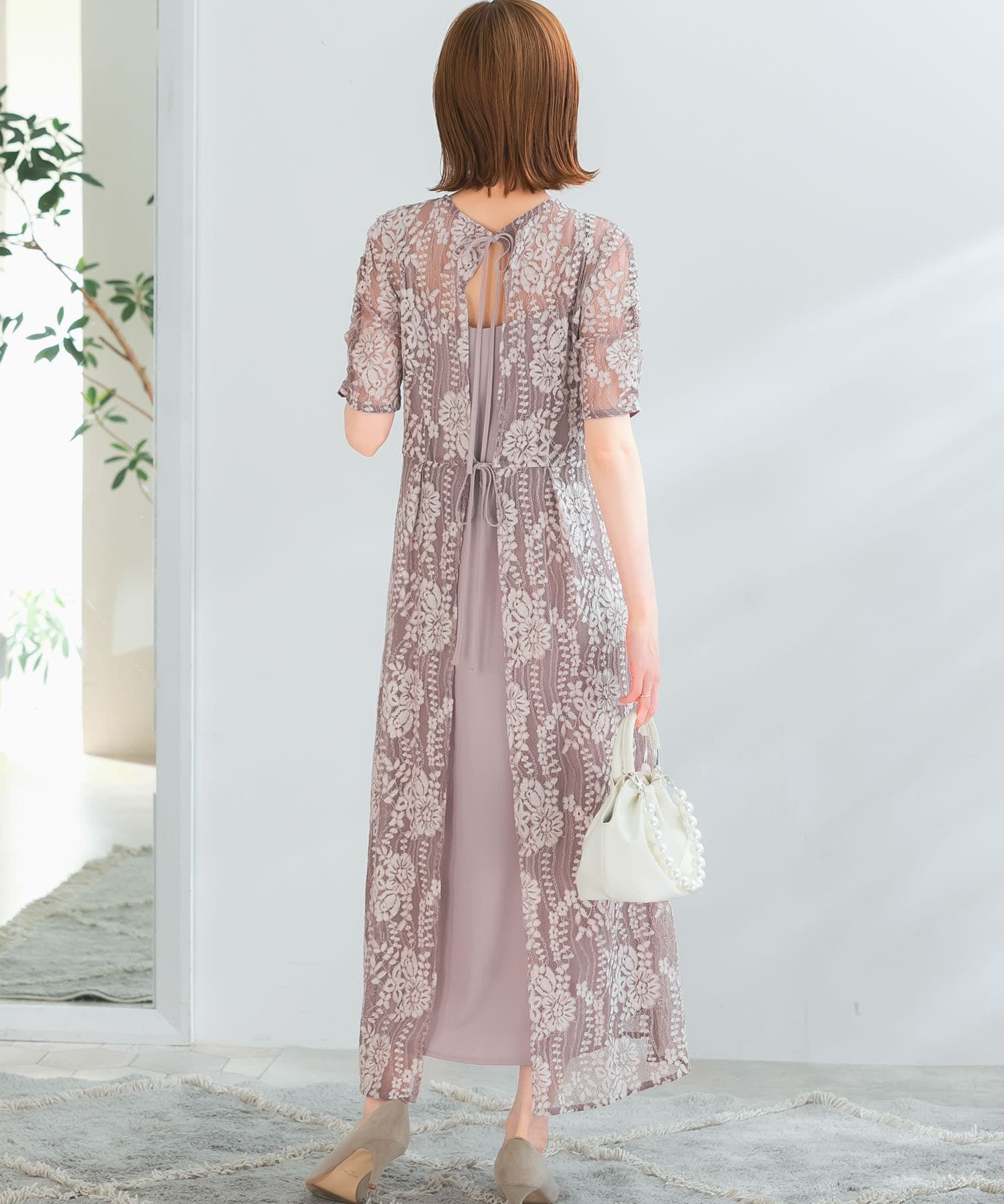 URBAN RESEARCH ROSSO「kaene　配色レースエプロンドレス」|ワンピース|