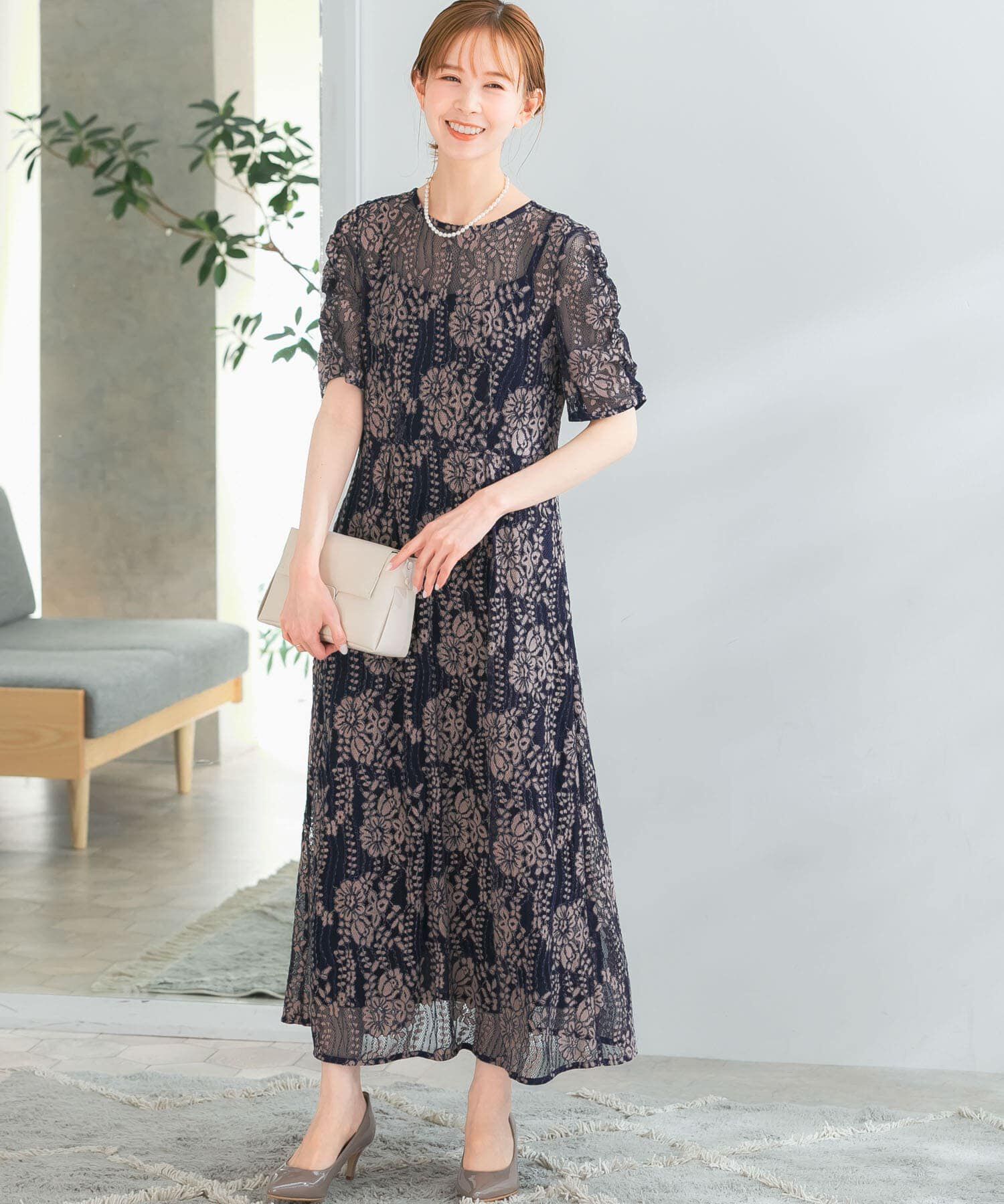 URBAN RESEARCH ROSSO「kaene　配色レースエプロンドレス」|ワンピース|