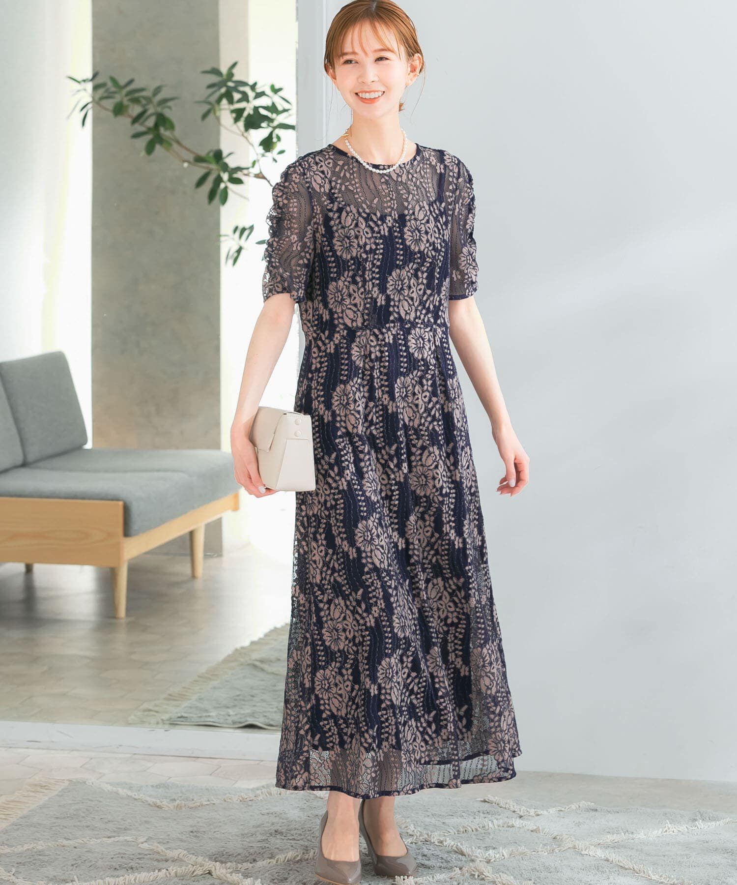 URBAN RESEARCH ROSSO「kaene　配色レースエプロンドレス」|ワンピース|