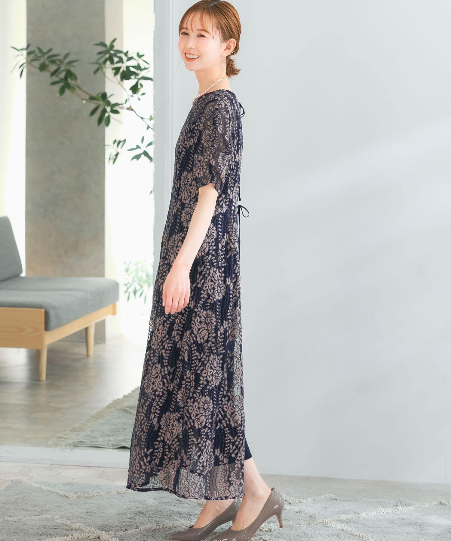 URBAN RESEARCH ROSSO「kaene　配色レースエプロンドレス」|ワンピース|