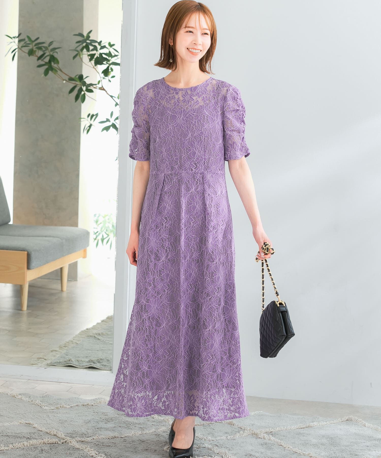 URBAN RESEARCH ROSSO「kaene　配色レースエプロンドレス」|ワンピース|