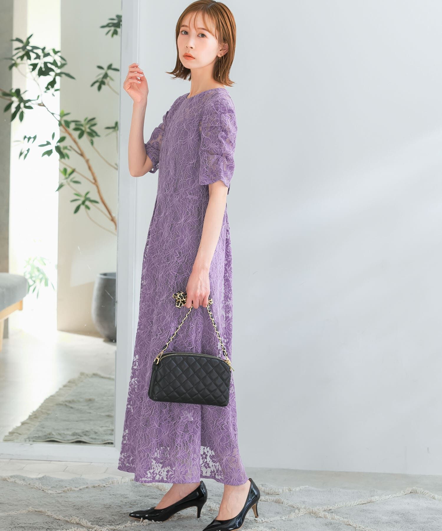 URBAN RESEARCH ROSSO「kaene　配色レースエプロンドレス」|ワンピース|