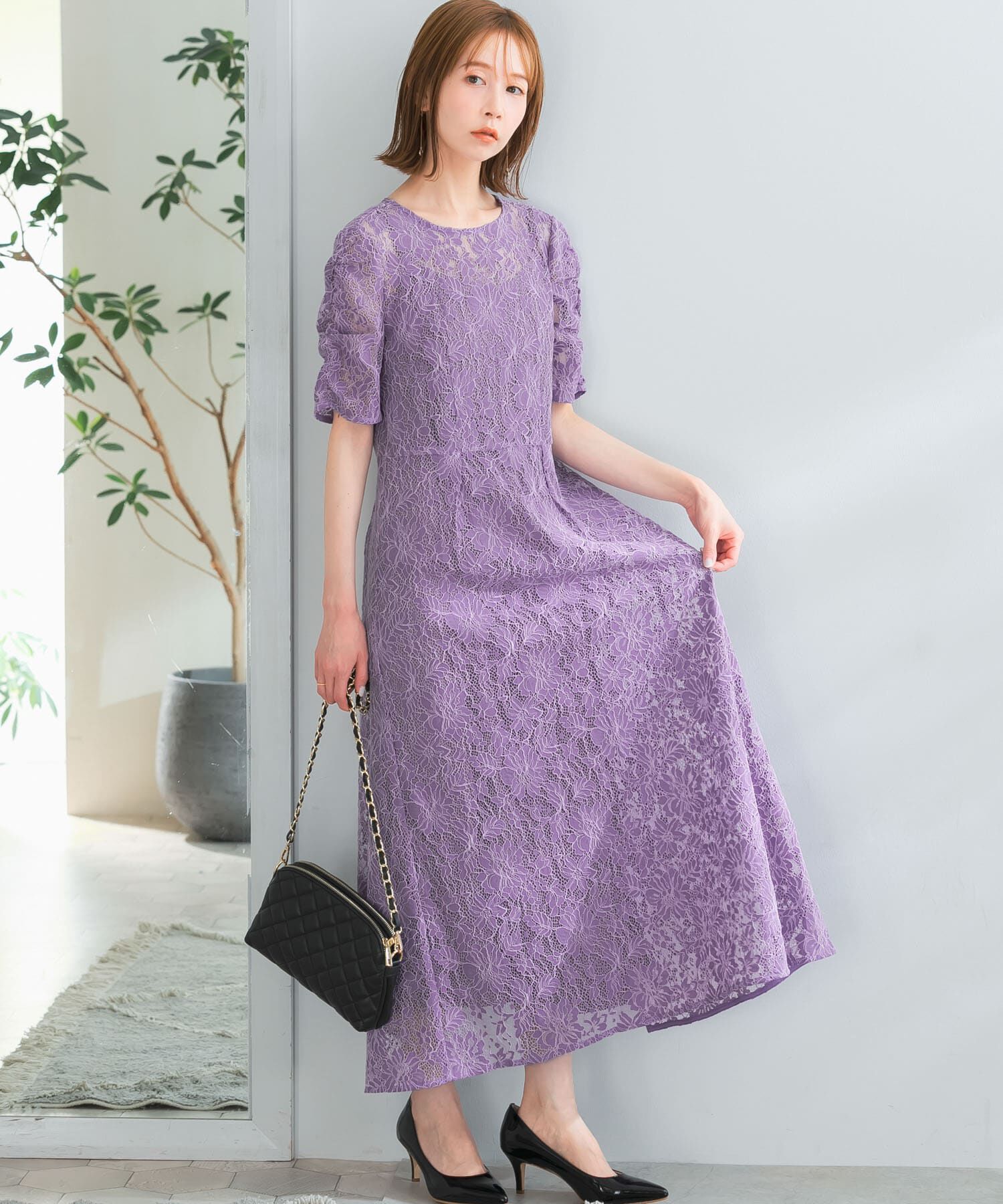 URBAN RESEARCH ROSSO「kaene　配色レースエプロンドレス」|ワンピース|