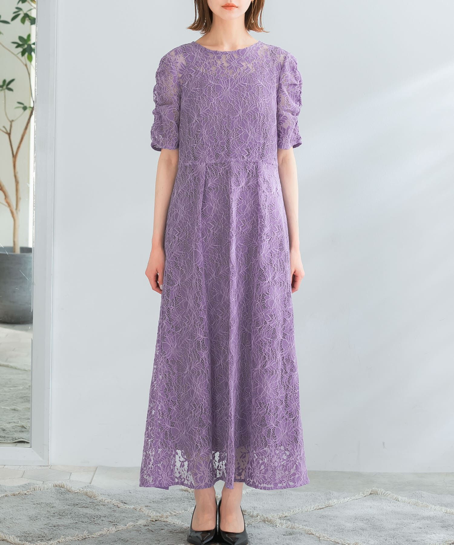 URBAN RESEARCH ROSSO「kaene　配色レースエプロンドレス」|ワンピース|