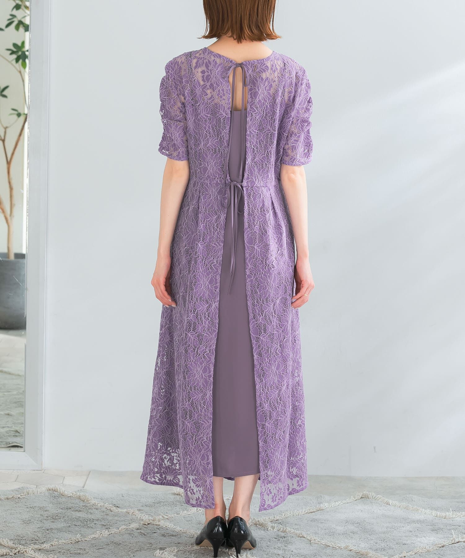 URBAN RESEARCH ROSSO「kaene　配色レースエプロンドレス」|ワンピース|