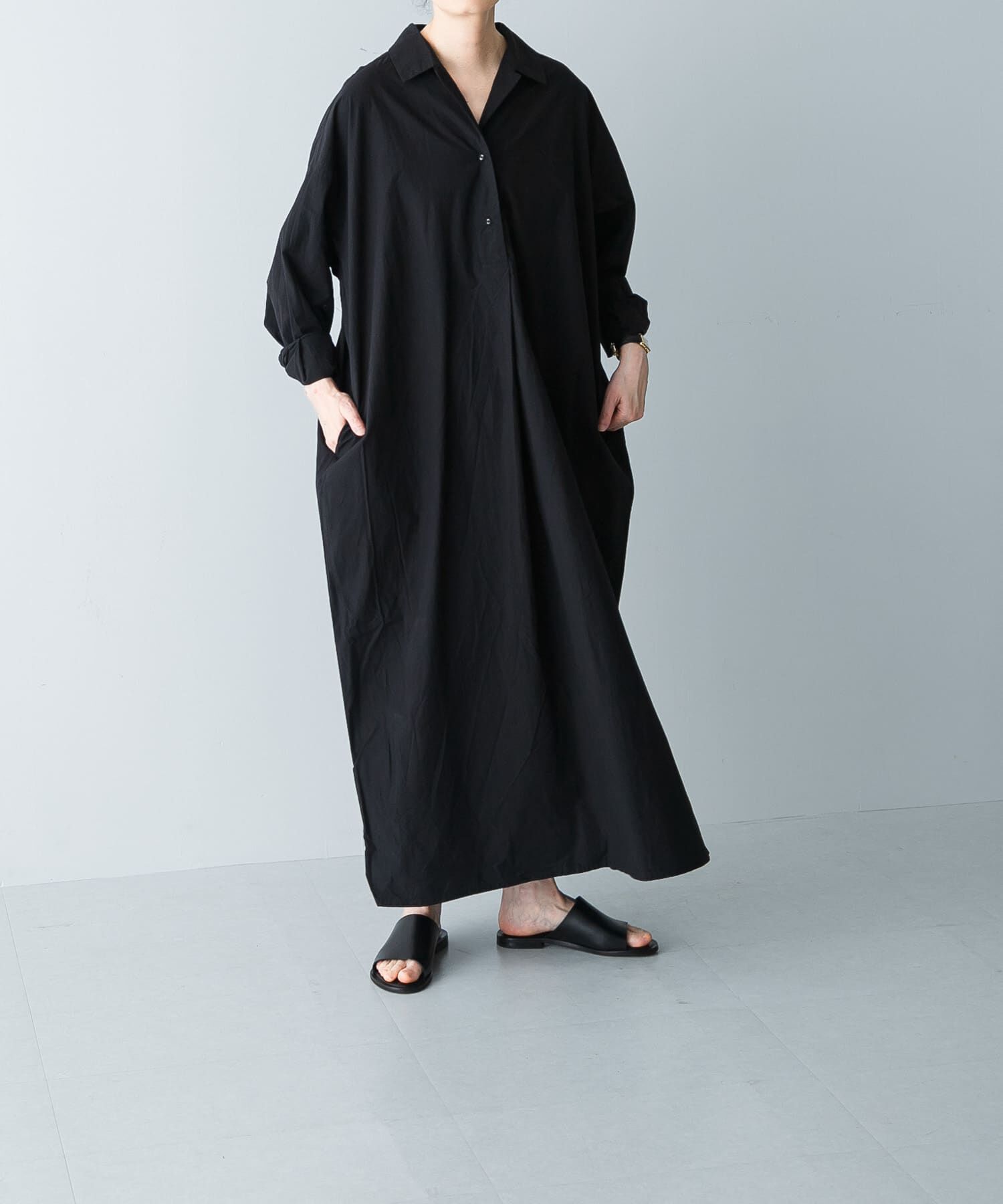 かぐれ「『2サイズ展開』コットンシルクシャツワンピース」|ワンピース|