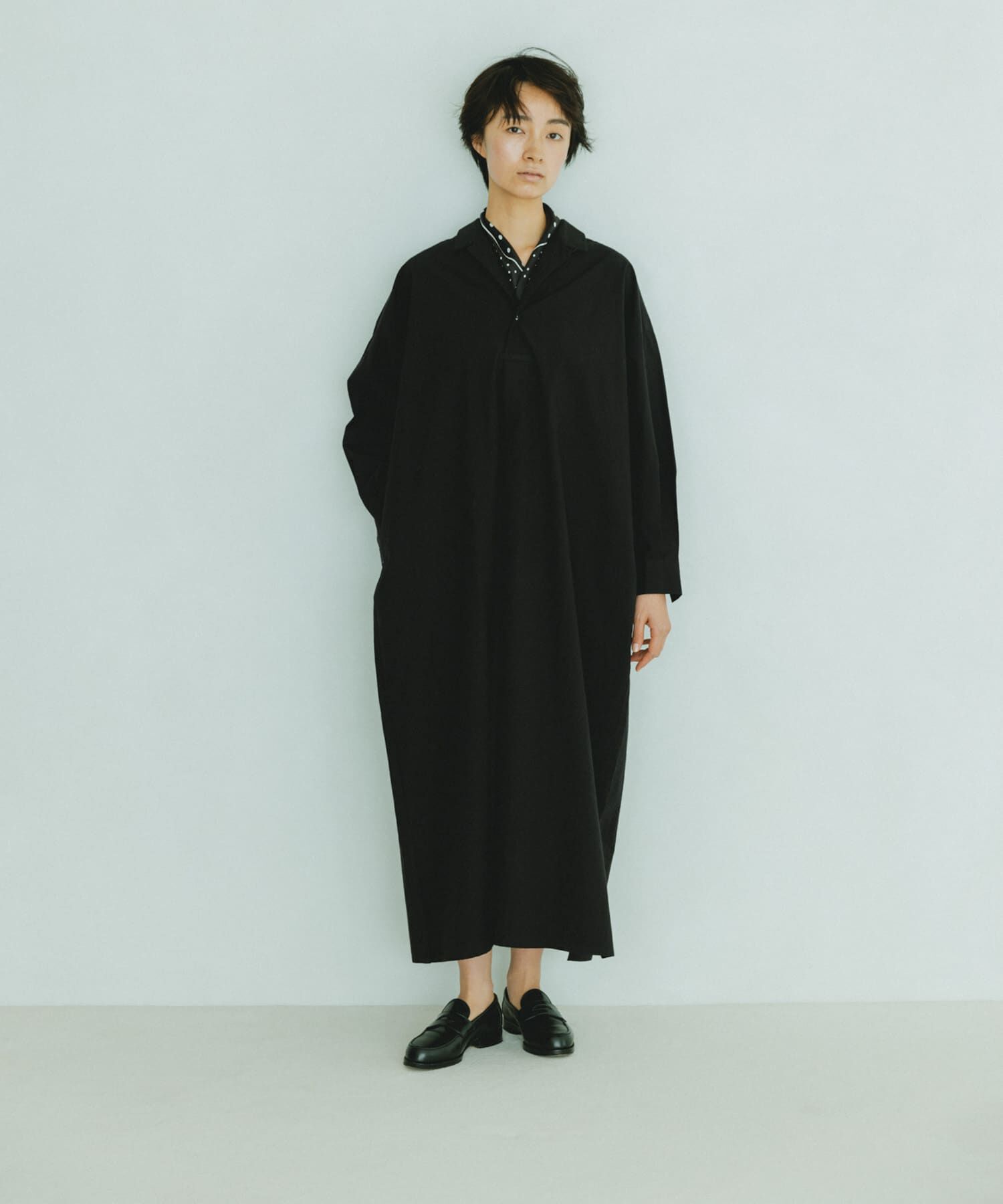 かぐれ「『2サイズ展開』コットンシルクシャツワンピース」|ワンピース|