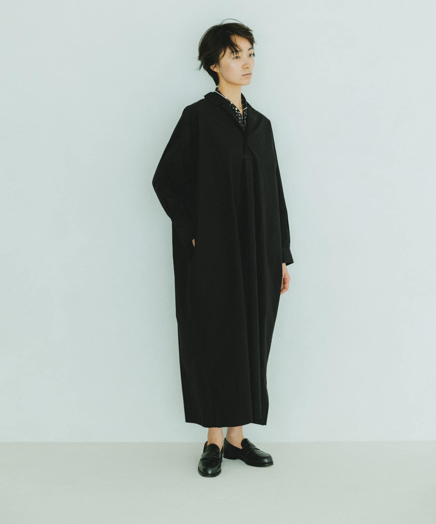 かぐれ「『2サイズ展開』コットンシルクシャツワンピース」|ワンピース|