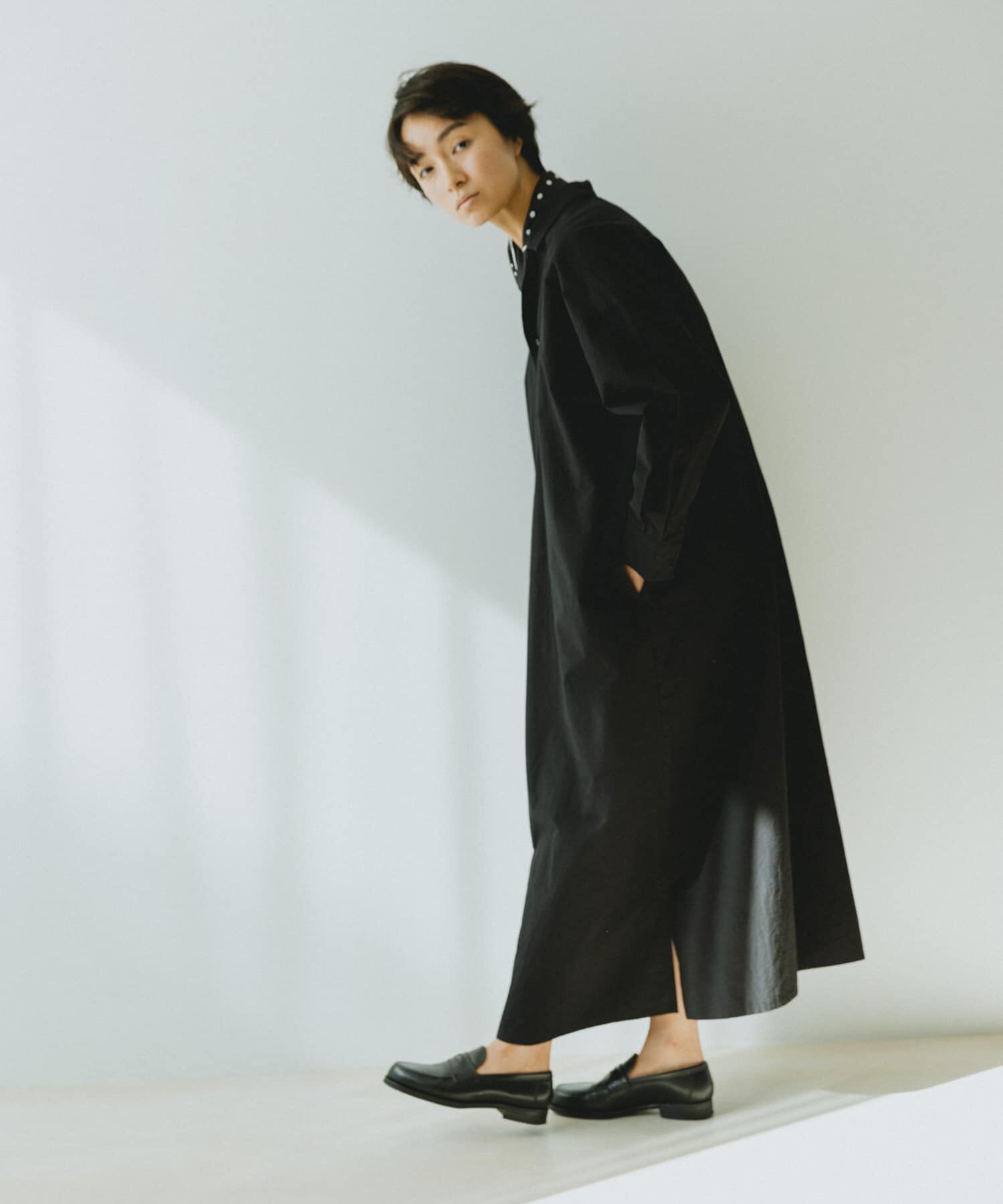 かぐれ「『2サイズ展開』コットンシルクシャツワンピース」|ワンピース|