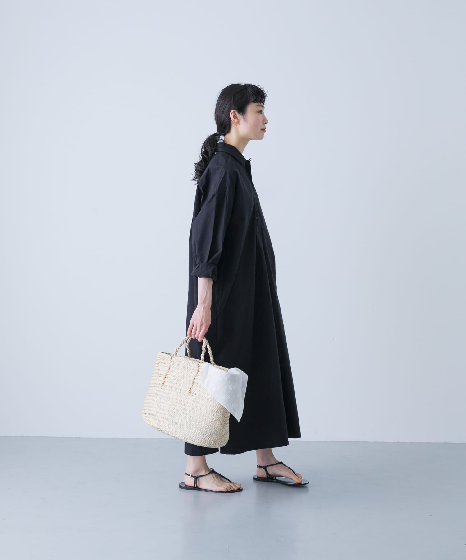 かぐれ「『2サイズ展開』コットンシルクシャツワンピース」|ワンピース|