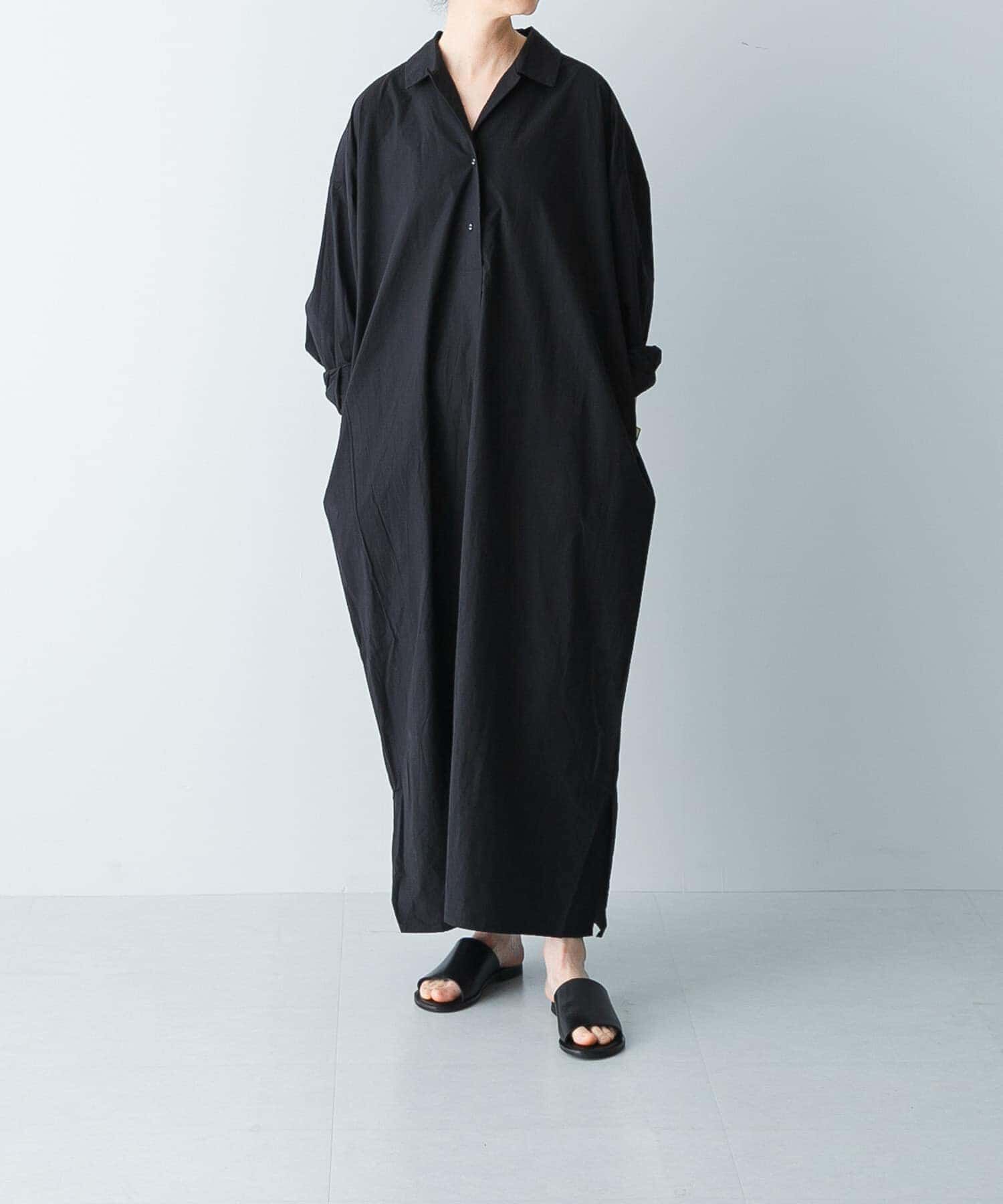 かぐれ「『2サイズ展開』コットンシルクシャツワンピース」|ワンピース|