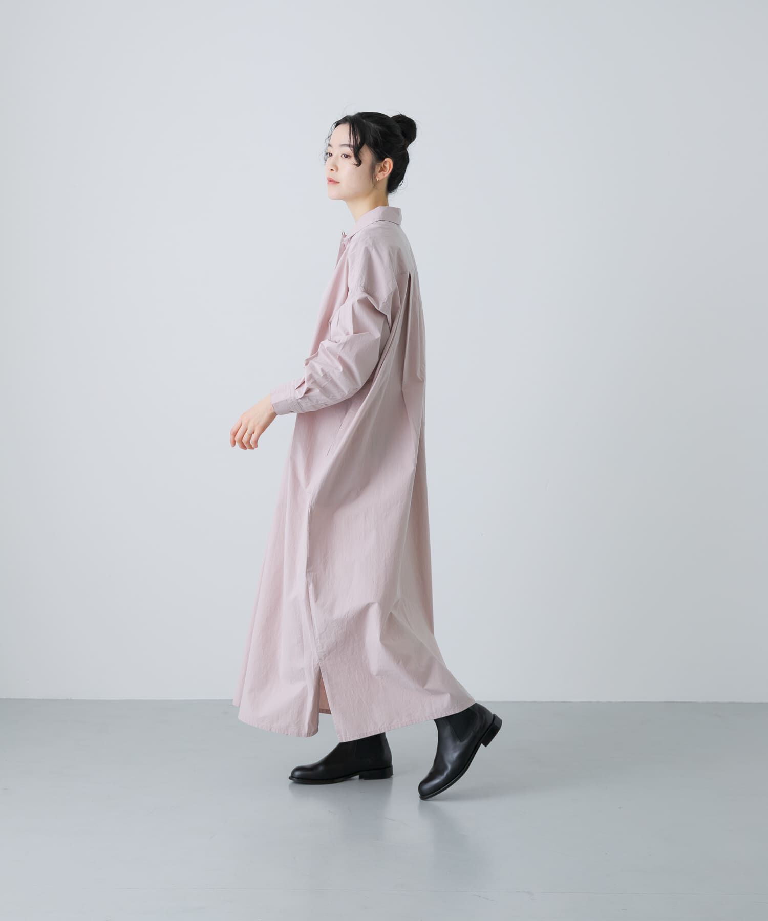 かぐれ「『2サイズ展開』コットンシルクシャツワンピース」|ワンピース|