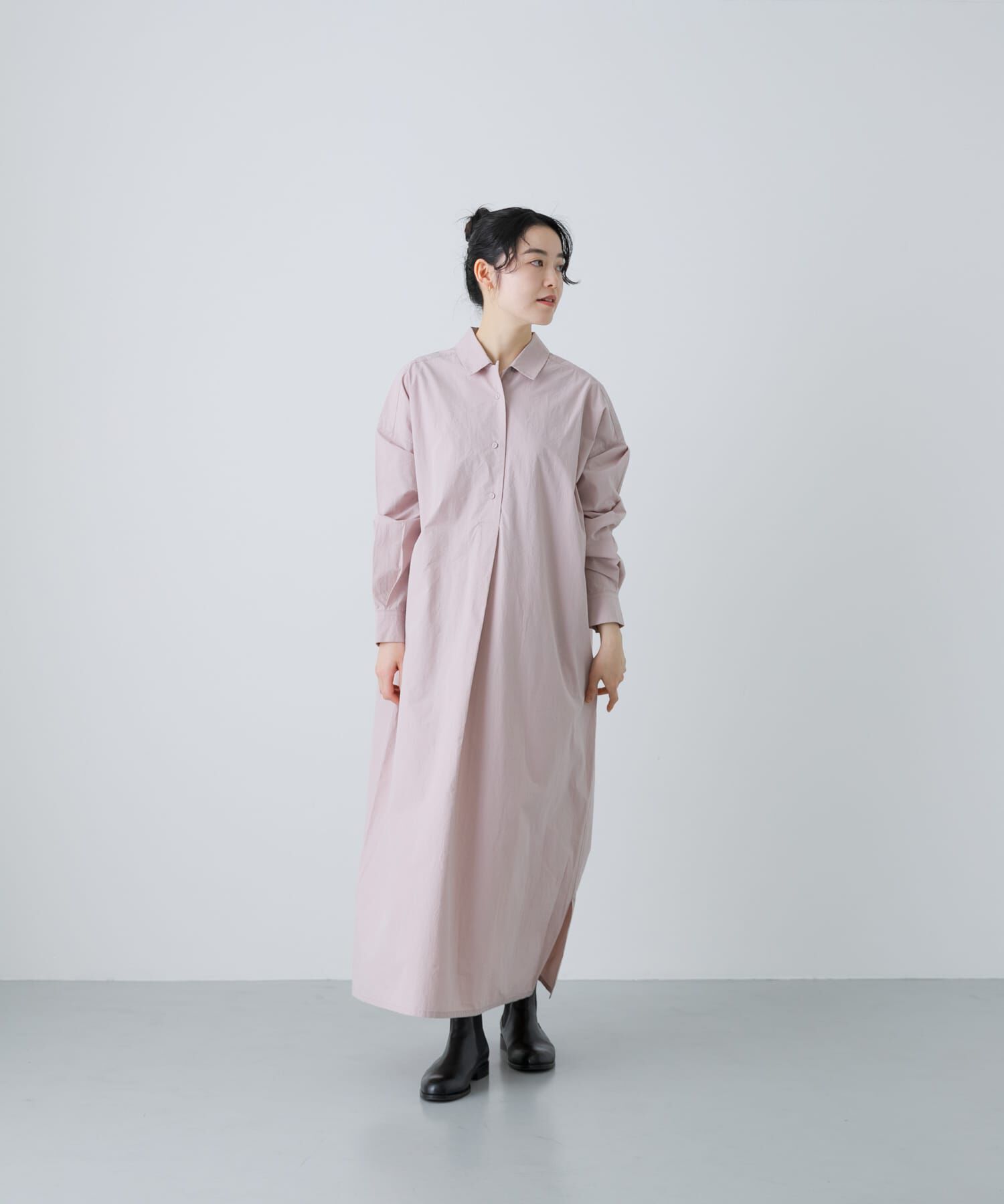 かぐれ「『2サイズ展開』コットンシルクシャツワンピース」|ワンピース|