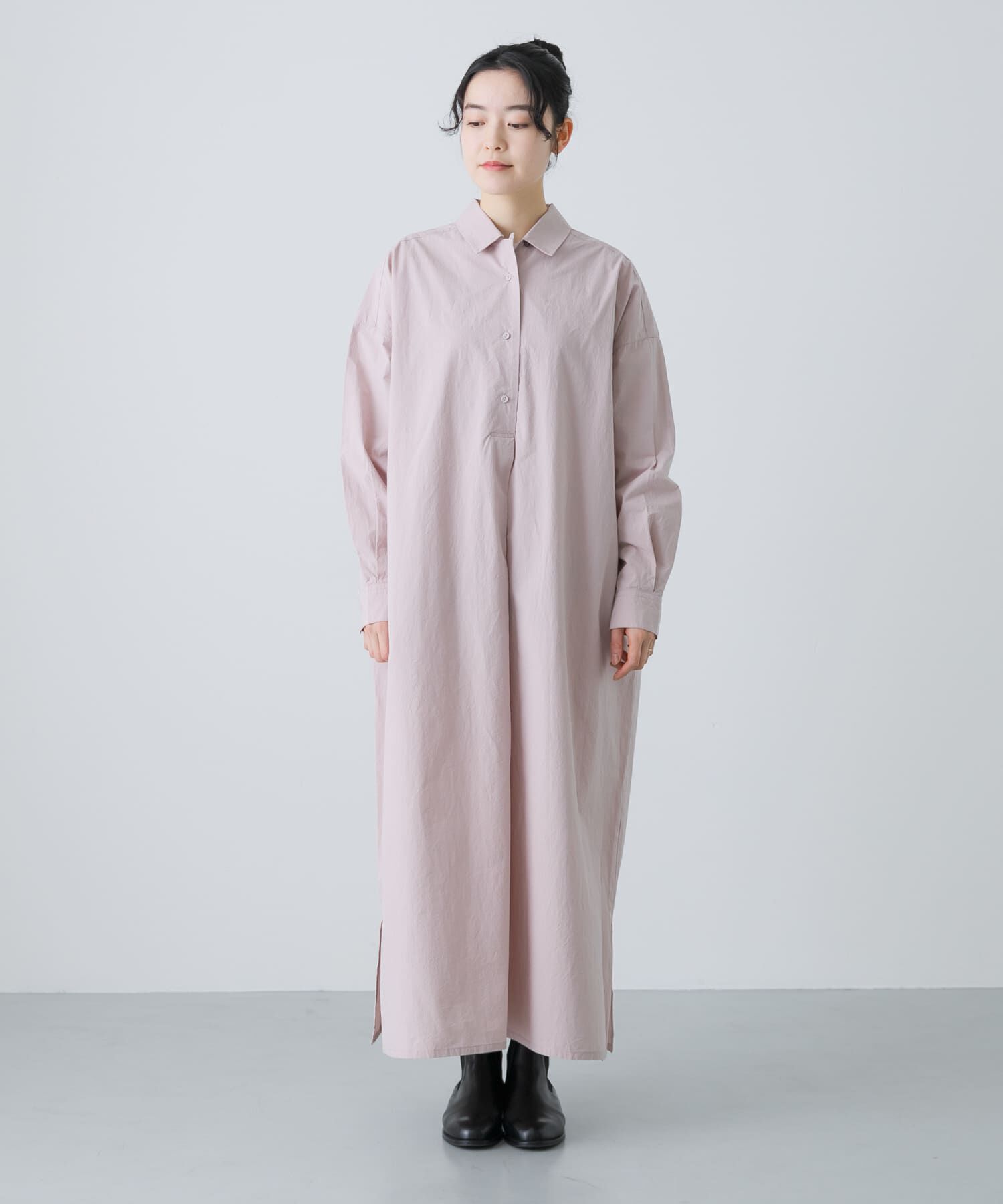 かぐれ「『2サイズ展開』コットンシルクシャツワンピース」|ワンピース|