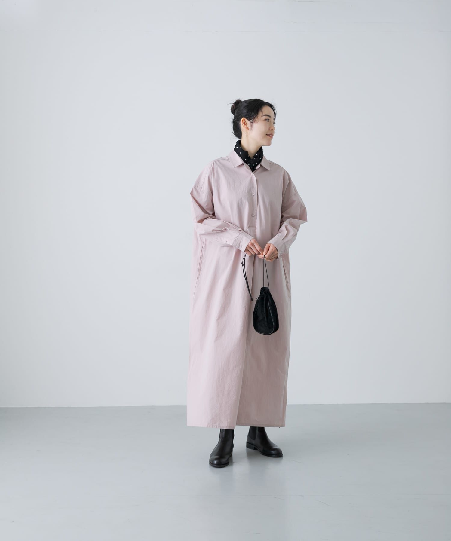 かぐれ「『2サイズ展開』コットンシルクシャツワンピース」|ワンピース|