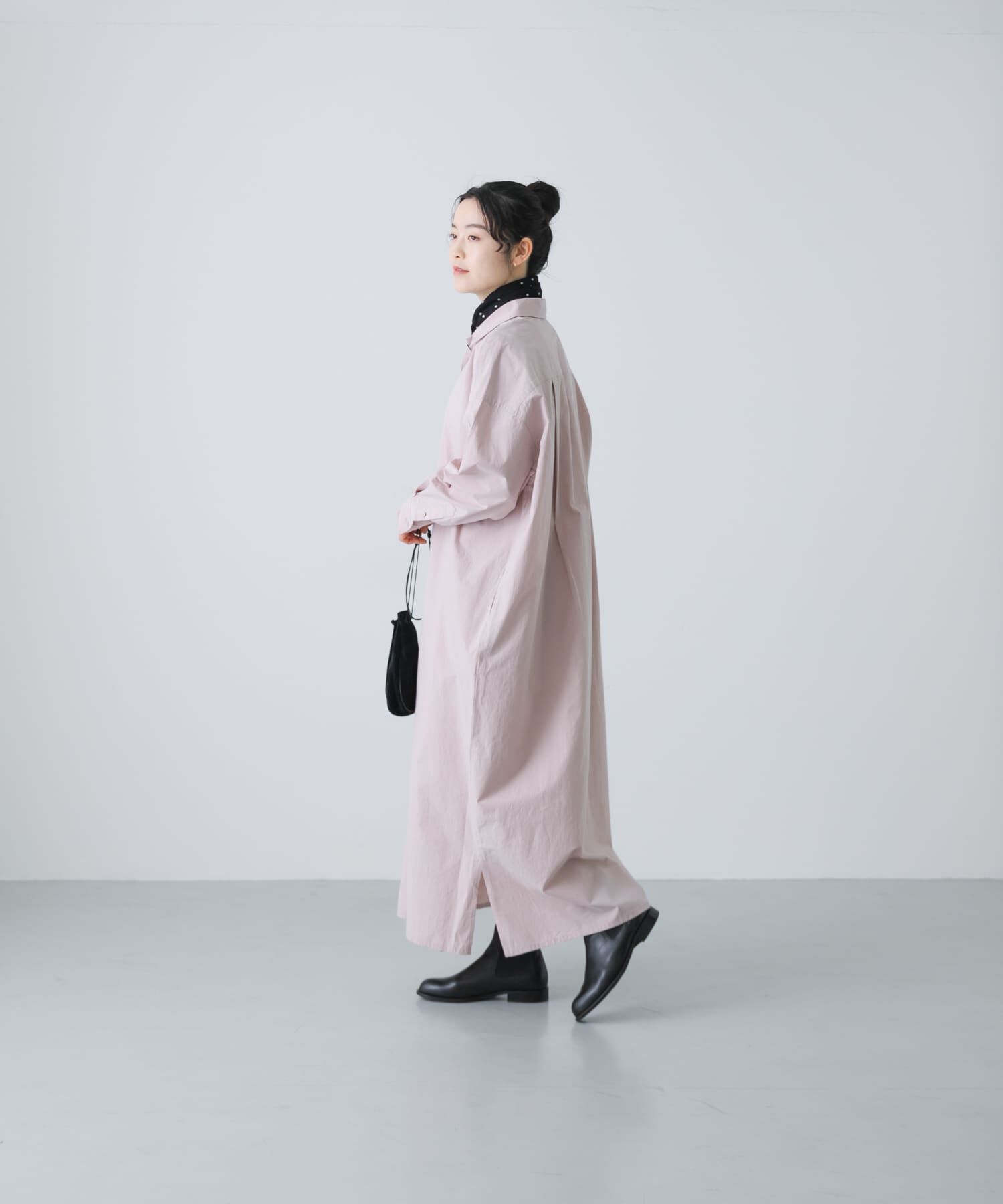 かぐれ「『2サイズ展開』コットンシルクシャツワンピース」|ワンピース|