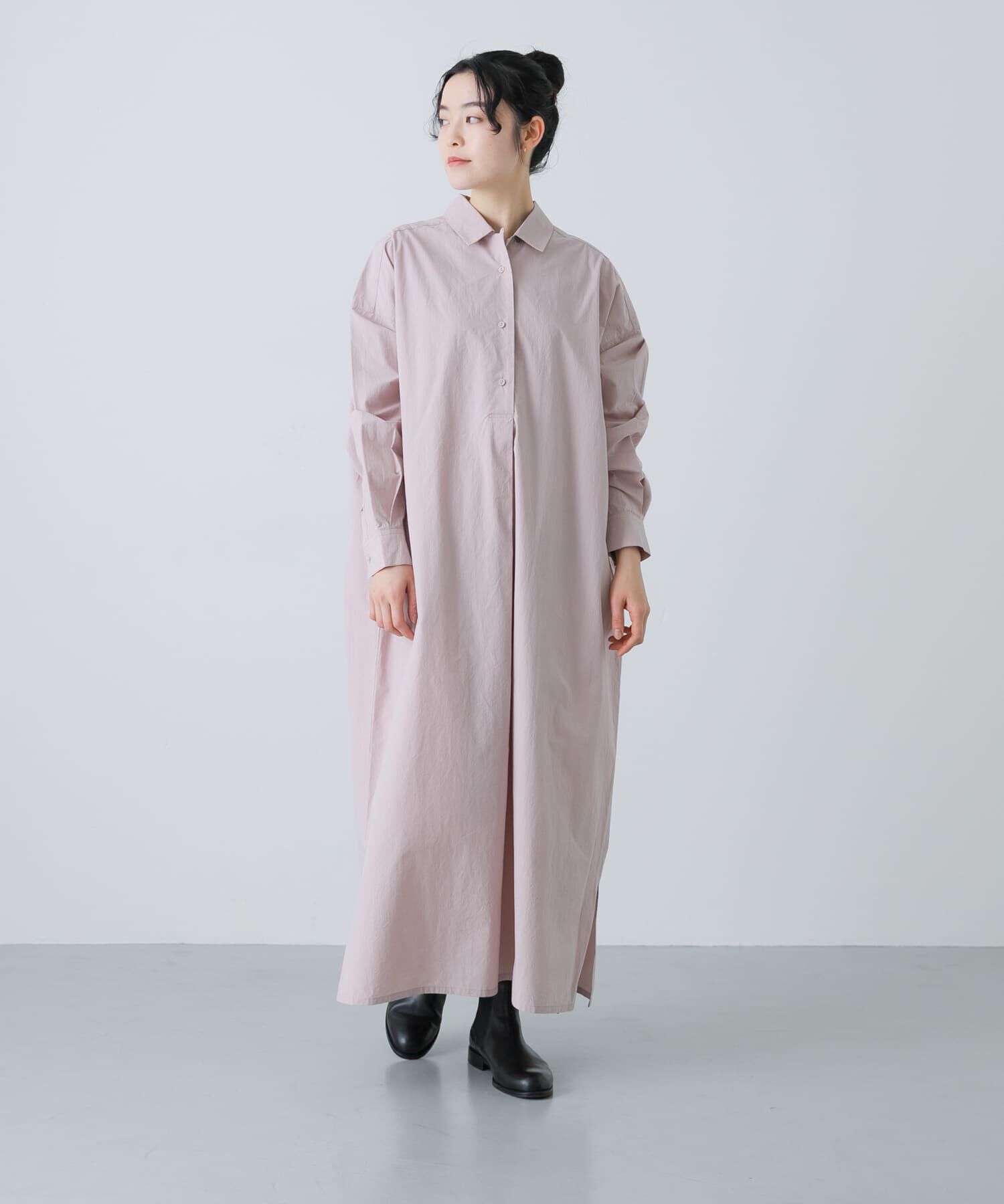 かぐれ「『2サイズ展開』コットンシルクシャツワンピース」|ワンピース|