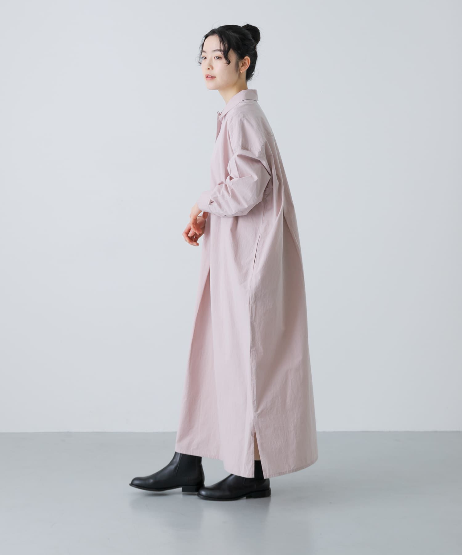 かぐれ「『2サイズ展開』コットンシルクシャツワンピース」|ワンピース|