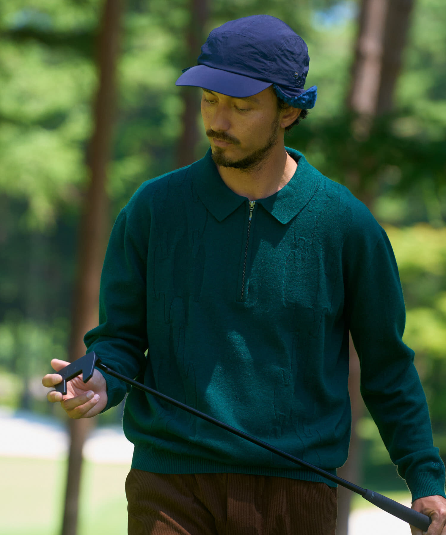 Sonny Label 「OOPS　ケーブル襟付きニットポロシャツ」|ニット・セーター|グリーン