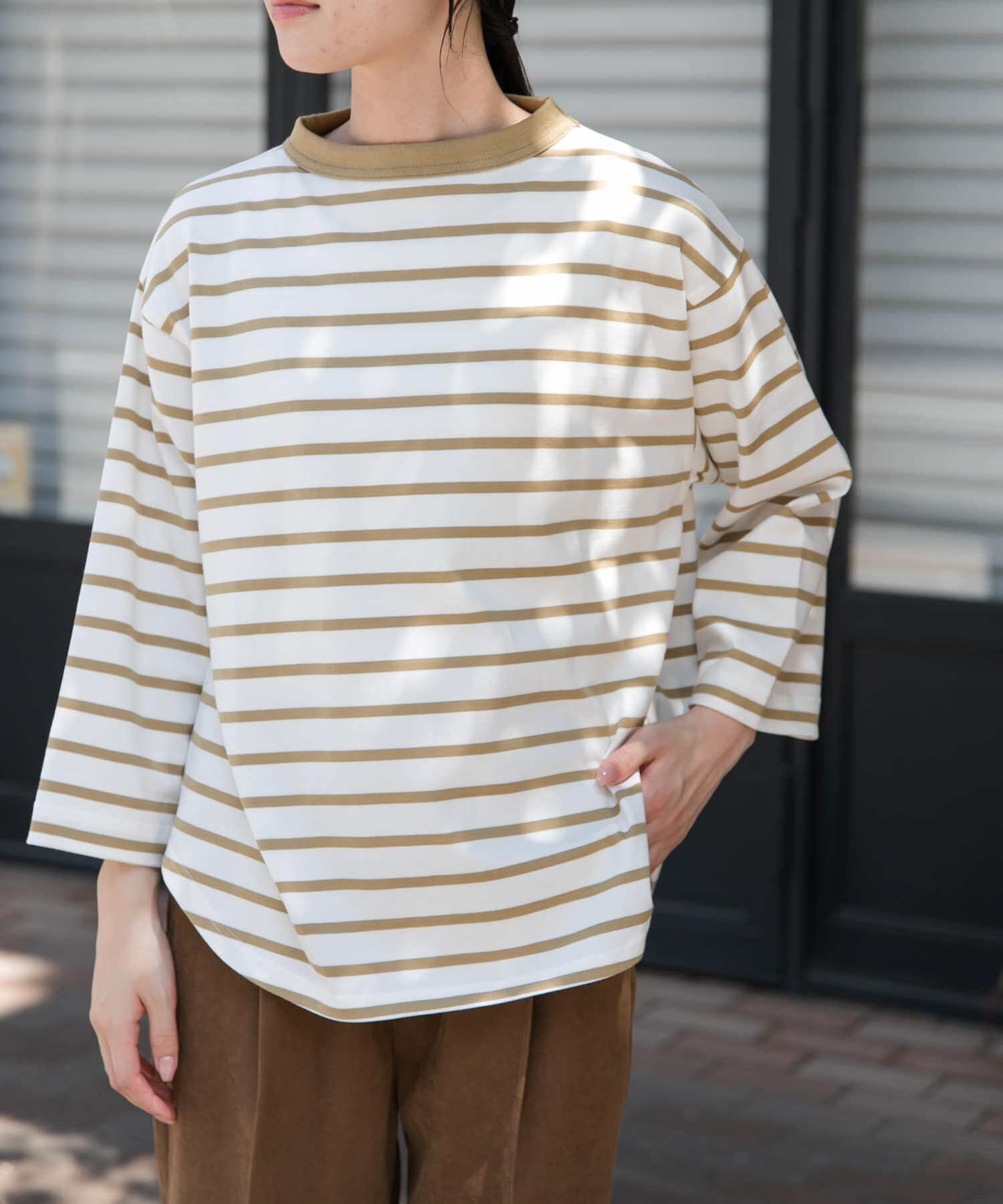 URBAN RESEARCH DOORS「FORK&SPOON　ボトルネック8分袖Tシャツ」|Tシャツ・カットソー|