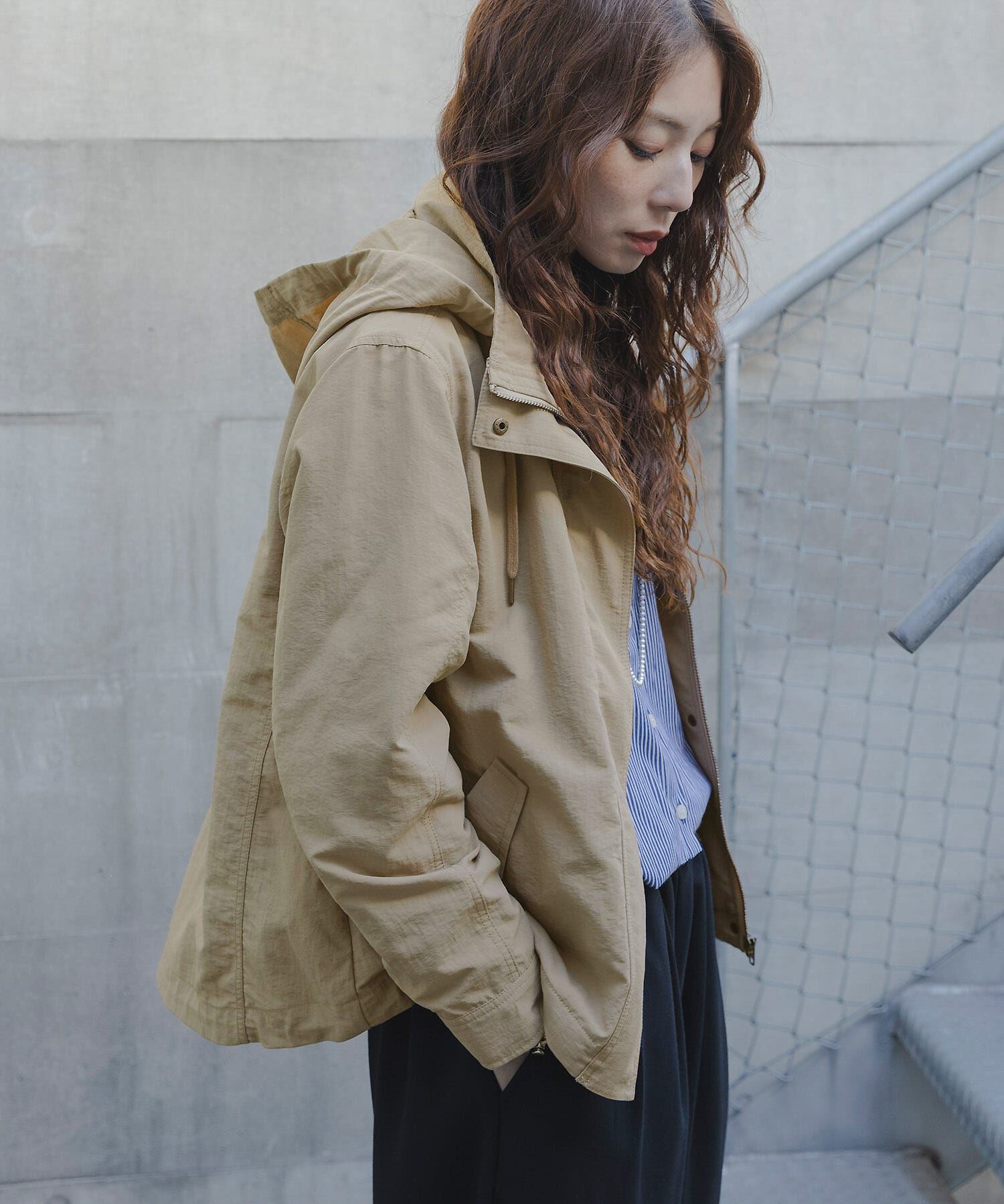 Sonny Label 「多機能マウンテンパーカー」|ノーカラーコート|ベージュ