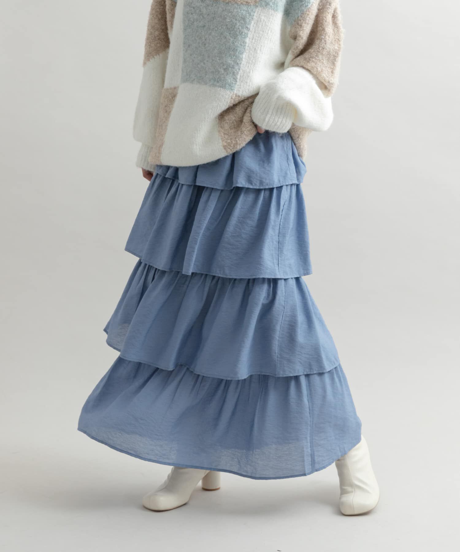  「ティアードスカート」|スカート|ブルー