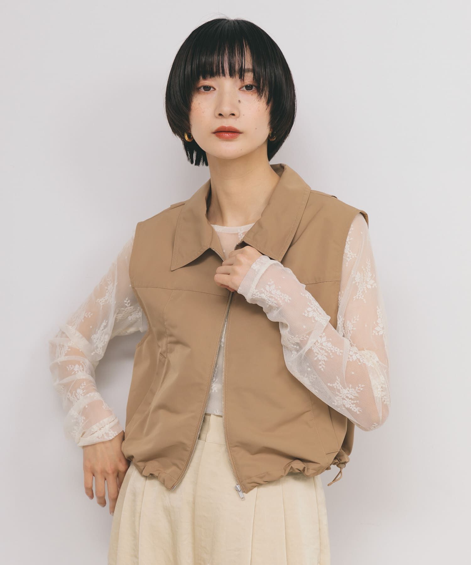  「コンパクトバルーンベスト」|ベスト・ジレ|キャメル