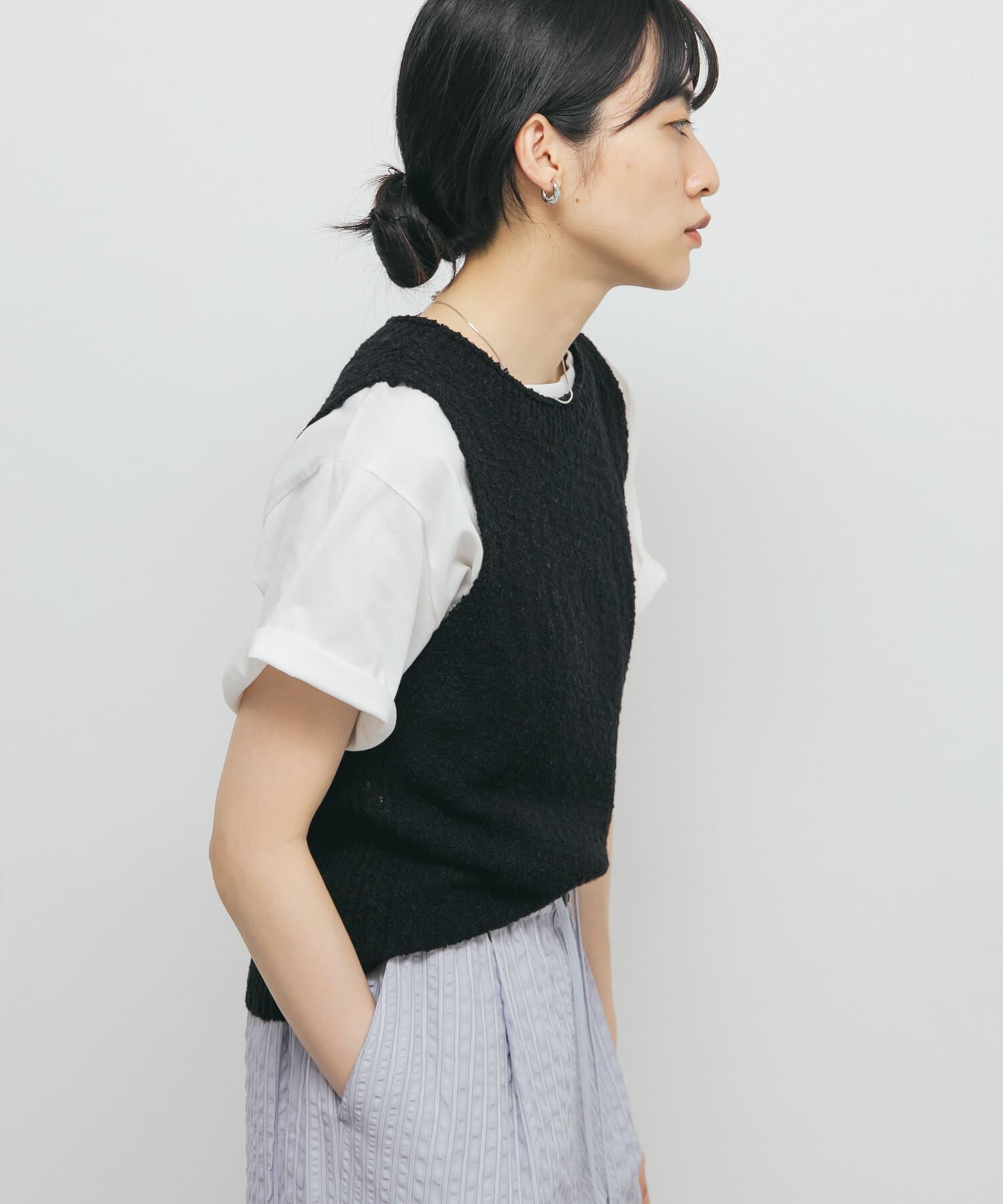  「ブークレニットタンクトップ」|ニット・セーター|ブラック