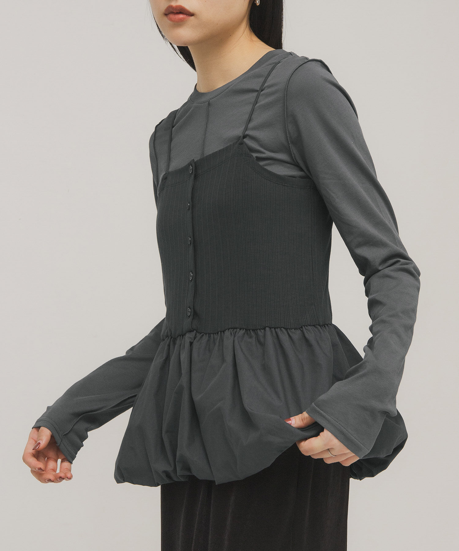  「バルーンビスチェSETトップス」|Tシャツ・カットソー|グレー系その他