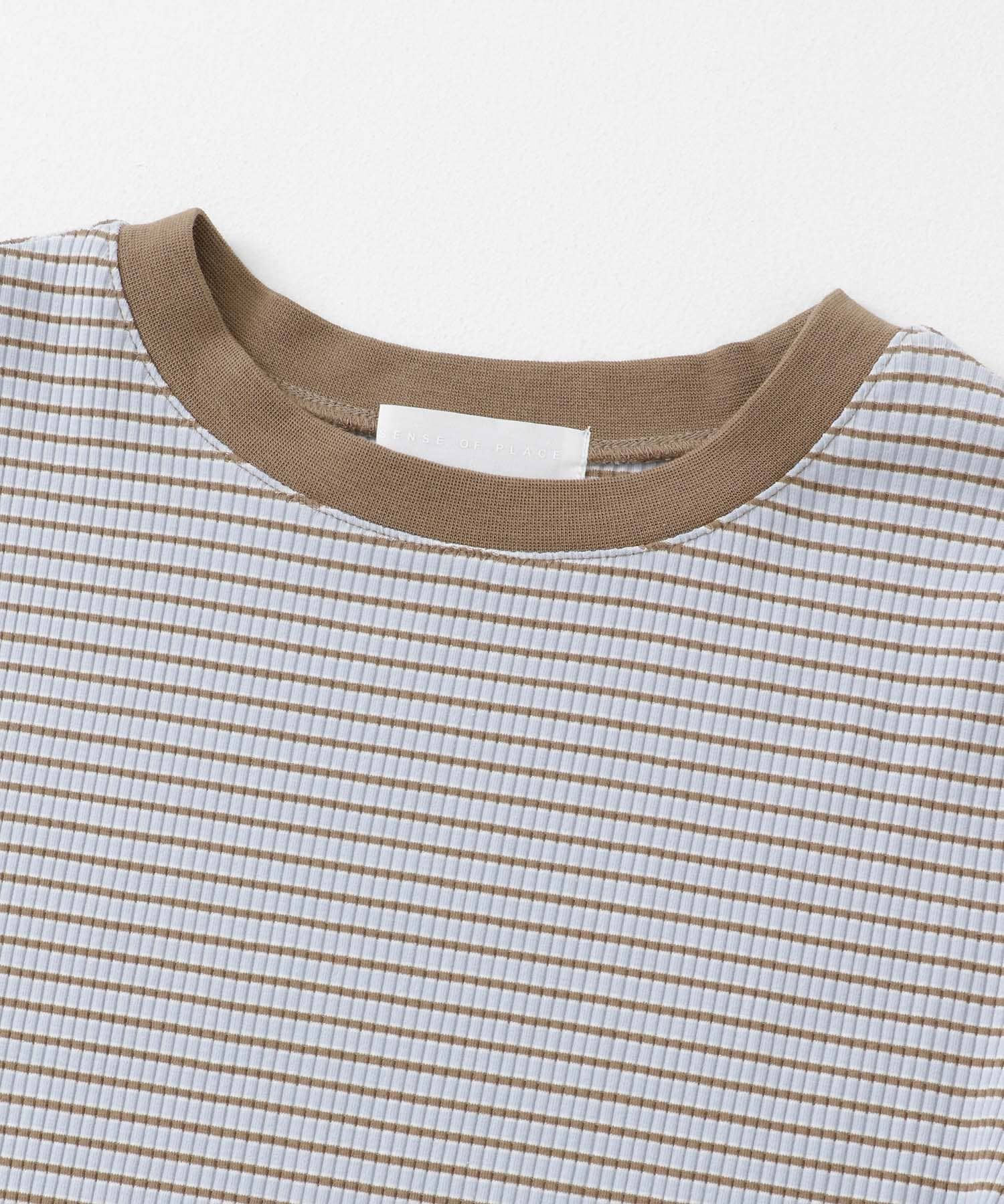 SENSE OF PLACE by URBAN RESEARCH「『一部WEB限定カラー』クルーネックリンガーボーダーTシャツ(5分袖)」|Tシャツ・カットソー|