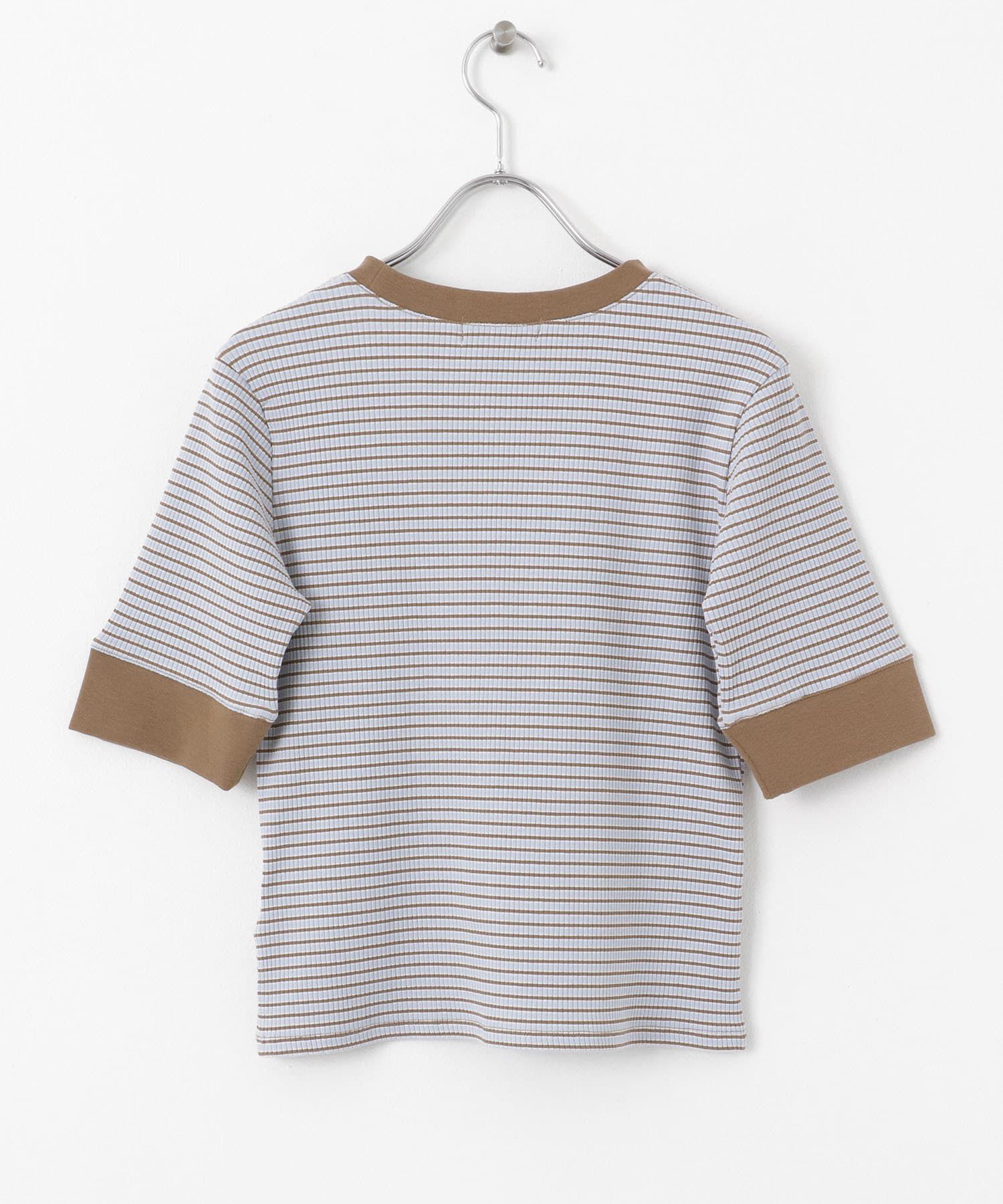 SENSE OF PLACE by URBAN RESEARCH「『一部WEB限定カラー』クルーネックリンガーボーダーTシャツ(5分袖)」|Tシャツ・カットソー|