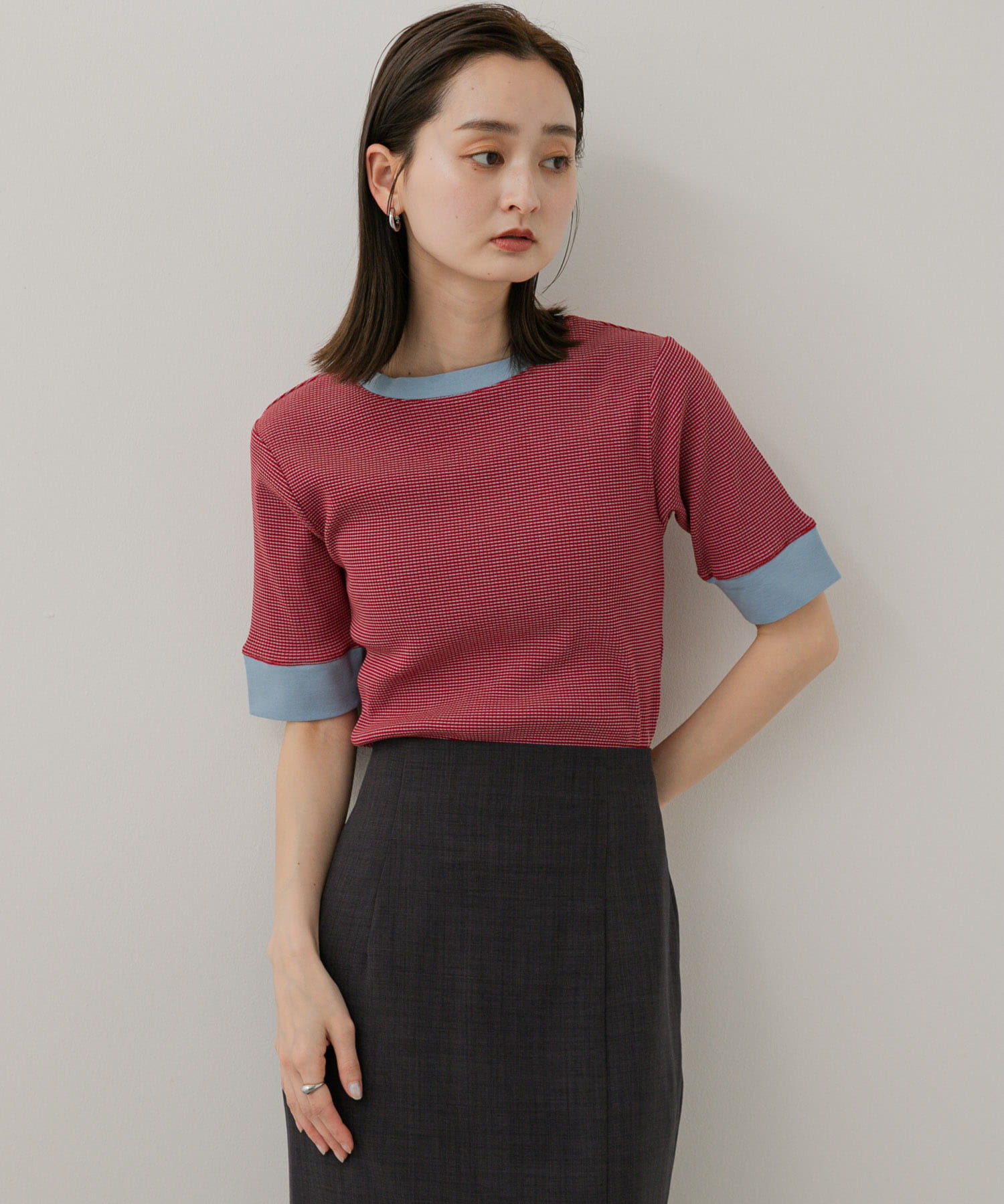 SENSE OF PLACE by URBAN RESEARCH「『一部WEB限定カラー』クルーネックリンガーボーダーTシャツ(5分袖)」|Tシャツ・カットソー|