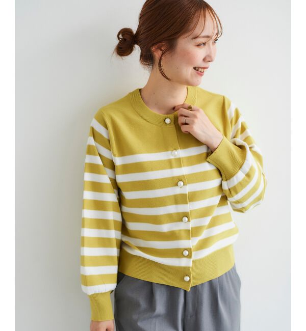 le.coeur blanc「《手洗い可能》パールボタンボリュームスリーブカーディガン」|カーディガン|